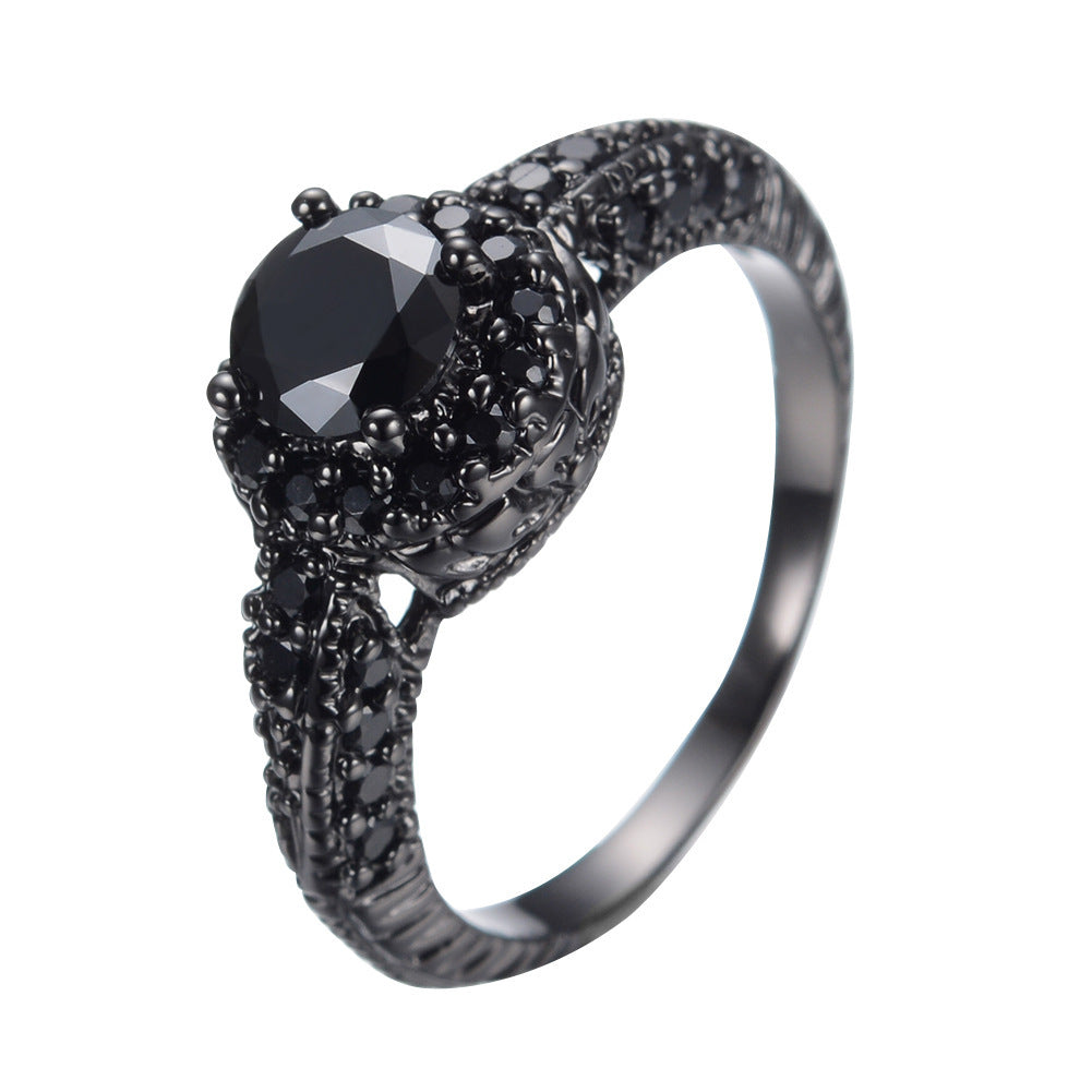 Mens Black Zircon Copper Ring Electroplated Fashion Jewelry