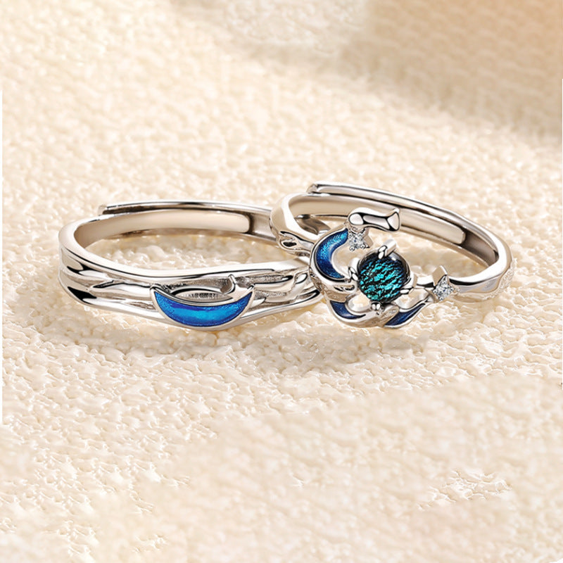 Adjustable Copper Couple Rings For Men And Women Geometric Electroplated Promise Anniversary Jewelry For Couple