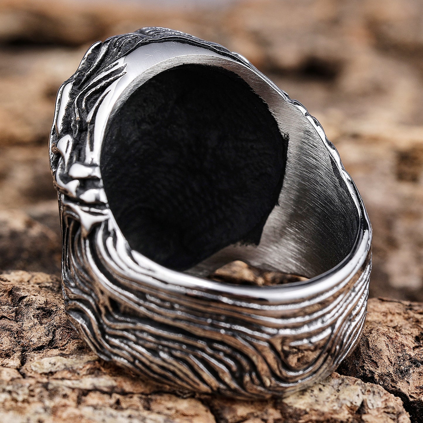 Summer Creative Retro Avatar Stainless Steel Ring Unisex Geometric Style Sizes 7 8 9 10 11 12 13 14 15 For All