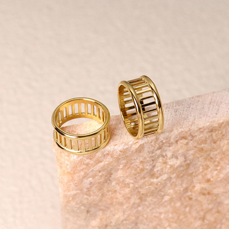 Unisex Hollow Letter Ring 18K Gold Plated Stainless Steel