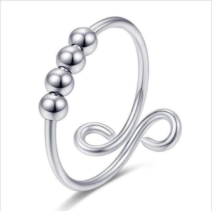 Rotatable Ring Adjustable Copper Geometric Fidget Jewelry For Stress Relief Gift For Women And Men Anxiety Relief