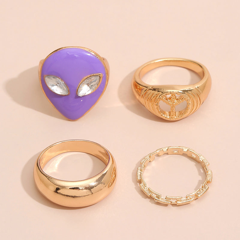 Geometric Irregular Ring Set For Women Zinc Alloy Electroplated Fashion Jewelry Gift European Style ModernLook