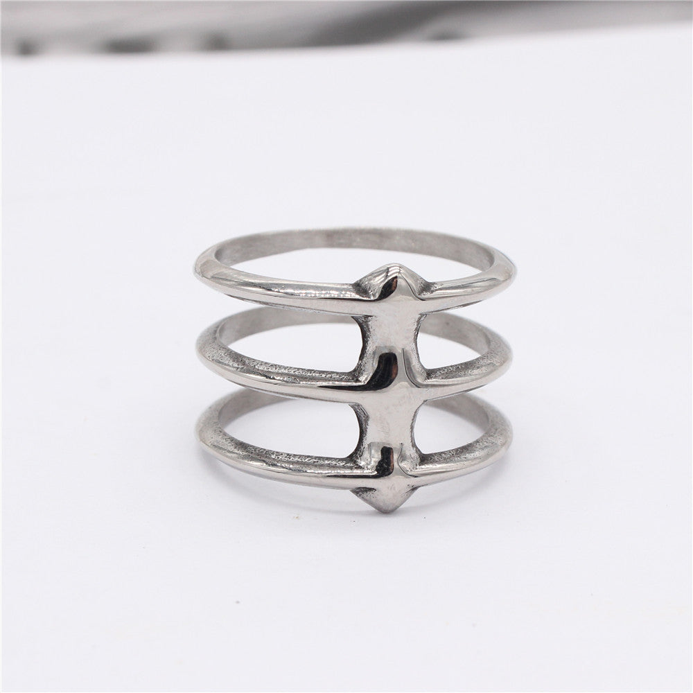 Mens Womens Titanium Steel Ring Three Ring Design Fashion Jewelry Cool Statement Ring Unisex Accessories Band Ring For Him or Her