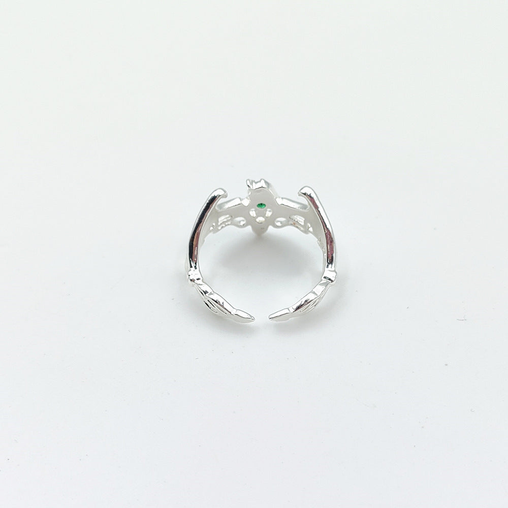 Geometric Titanium Ring With Water Diamond Accent Finish