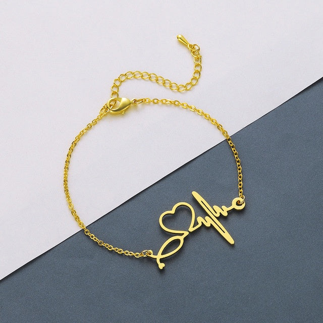 Unisex Alloy Bracelet Creative Lettering Bangle Anniversary