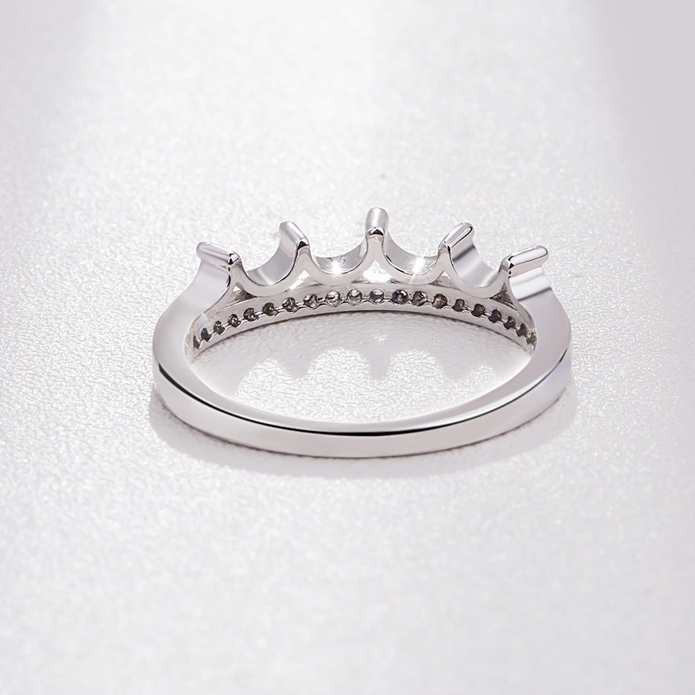 Womens Crowned Ring With Sparkling Diamond Inlay Adjustable Bands Electroplated Copper Meteorite Design Fashion