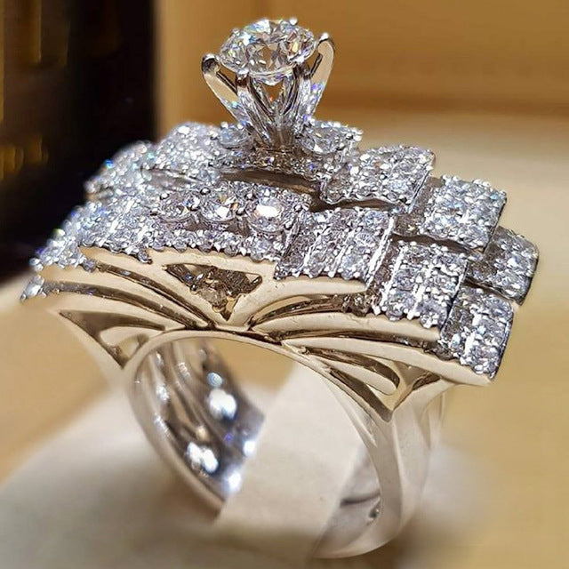 Engagement Ring Set For Women Zircon Bridal Rings Couple Rings Wedding Bands Promise Rings Elegant Proposal Jewelry