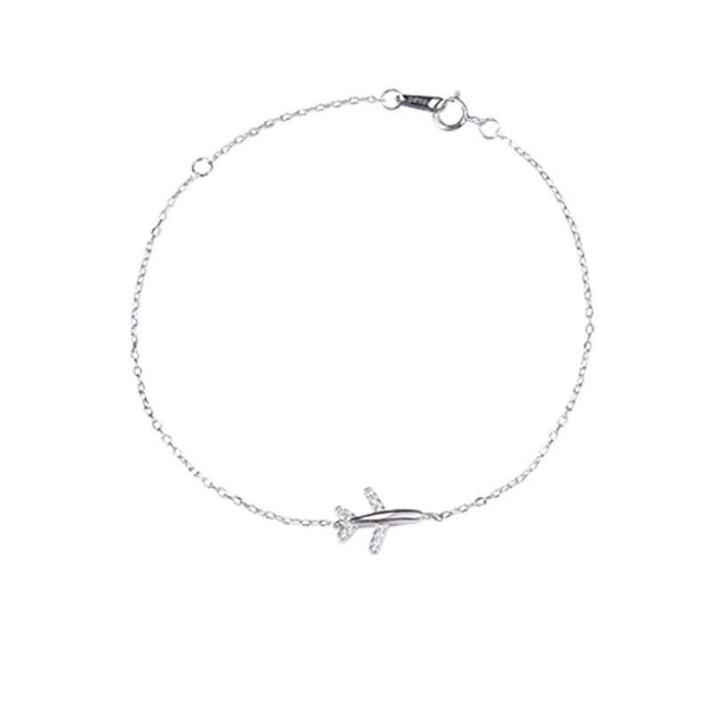 Copper Bracelet With Zircon Paper Airplane Design Sparkling Jewelry Gift For Women Fashionable Accessory Style