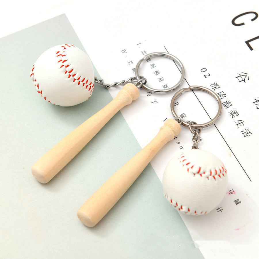 Unisex Wooden Baseball Bat Keychain Pendant For Baseball Fans Everyday Carry Wood Accessory Gift Durable Vintage