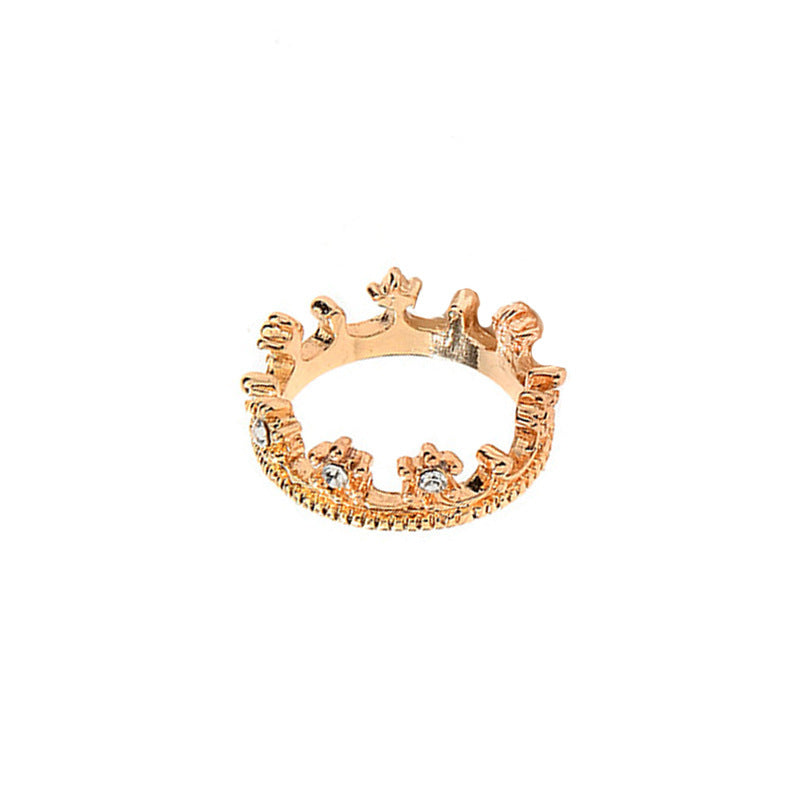 Crown Ring With Diamond Accent Princess Design Alloy Gift