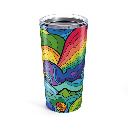20oz Stainless Steel Printed Design Tumbler With Double Wall Vacuum Insulation Spill Resistant Travel Cup With Lid
