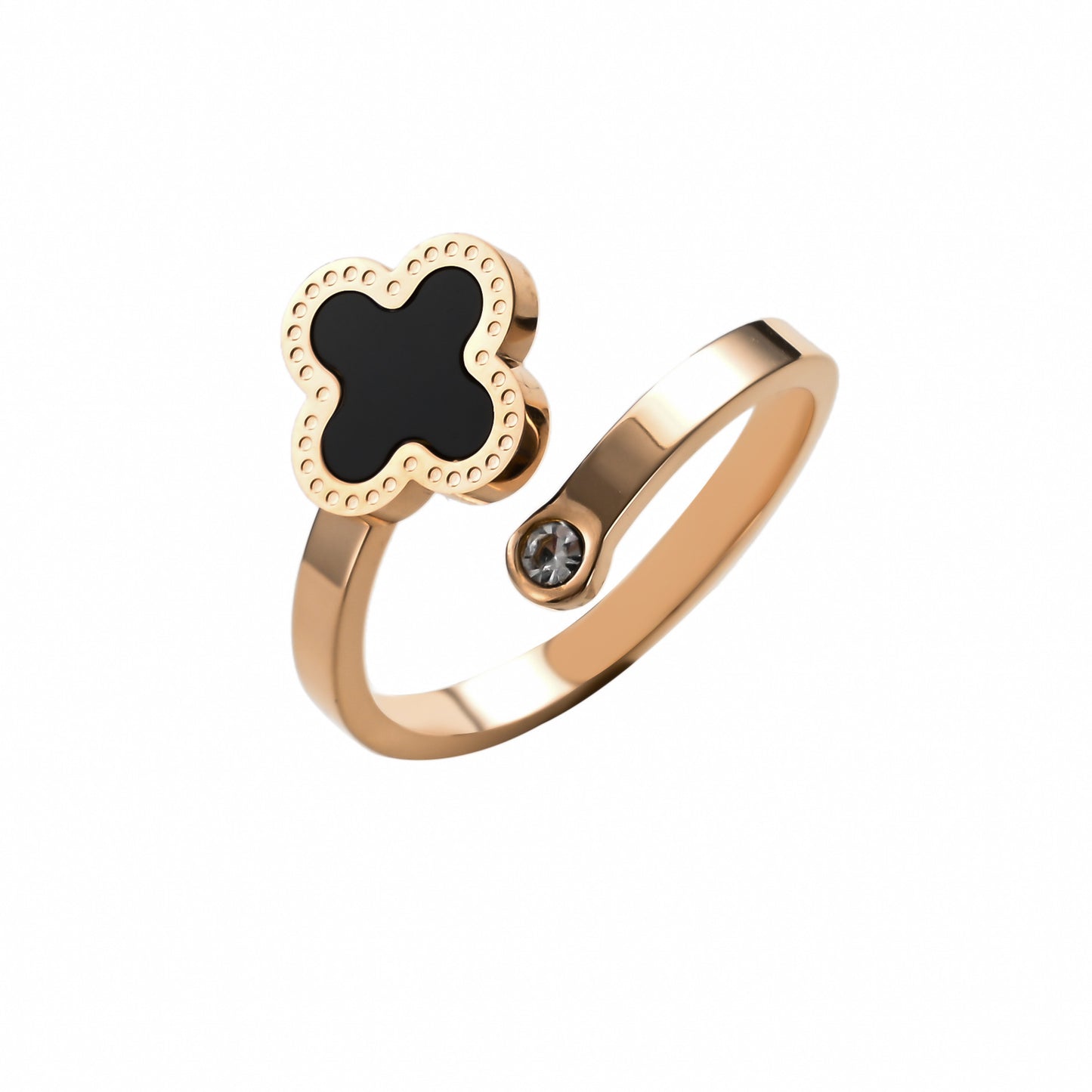 Titanium Steel Ring 18K Rose Gold Plated Ring With Gems Electroplated Thin Ring For Women Girls Size 5 6 7 8 9 10