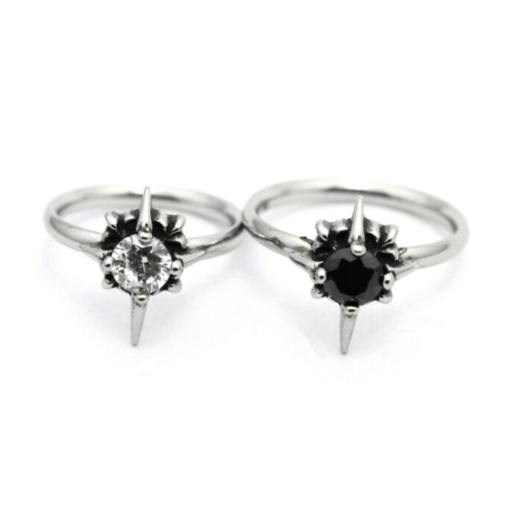 Black and White Clear Stone Ring