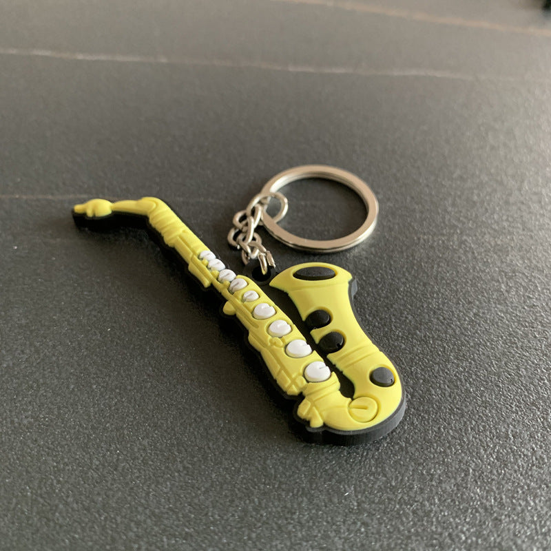 Musical Instrument Keychain Resin Miniature Replica Pendant Ukulele Guitar Violin Colorful Zither Lute Ukulele