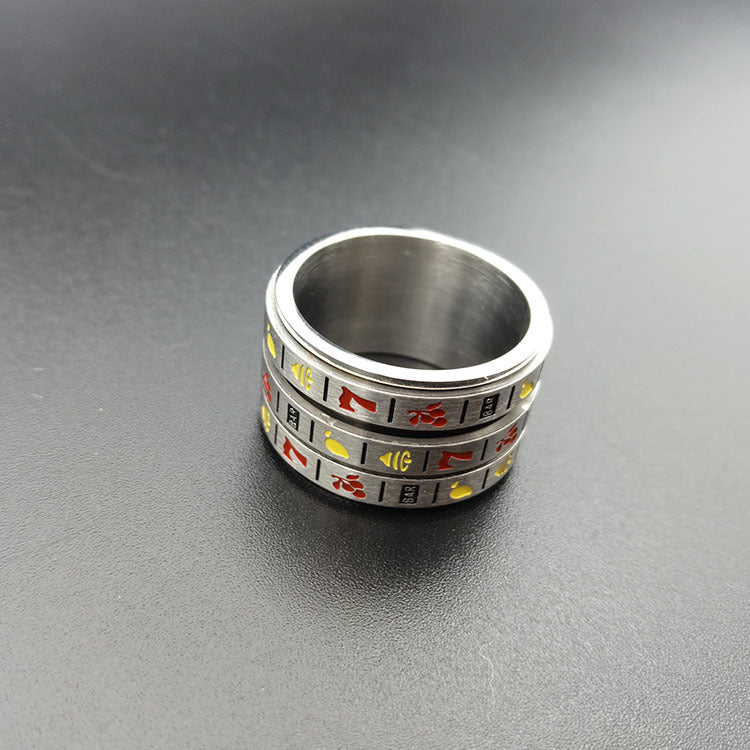 Stainless Steel Ring Colorful Rotating Slot Machine Design Gambling Jewelry Hypoallergenic Nickel Free Gift Ideas