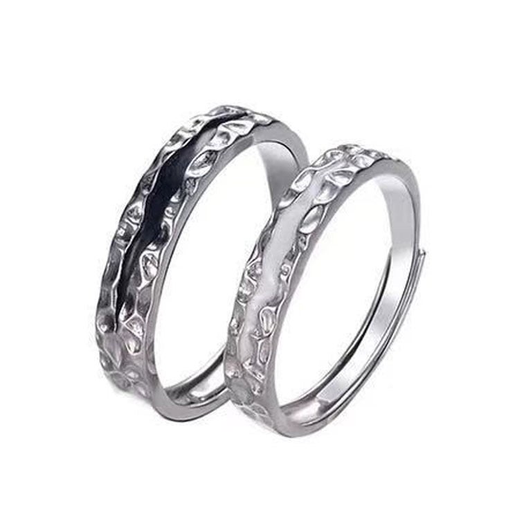 Couple Adjustable Open Rings For Lovers Geometric Copper Rings With Textured Design Epoxy Jewelry Fashion Ring