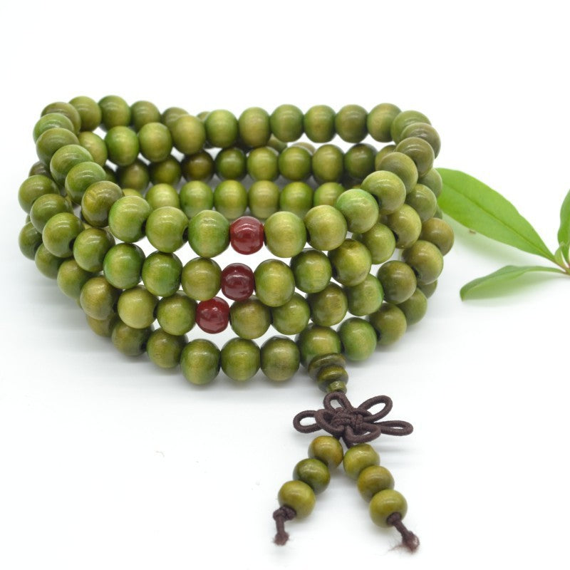 Womens Wooden Bracelet National Handmade Jewelry Red Sandalwood 8mm Beads Four Wraps Elegant Wrist Bangle Fashion