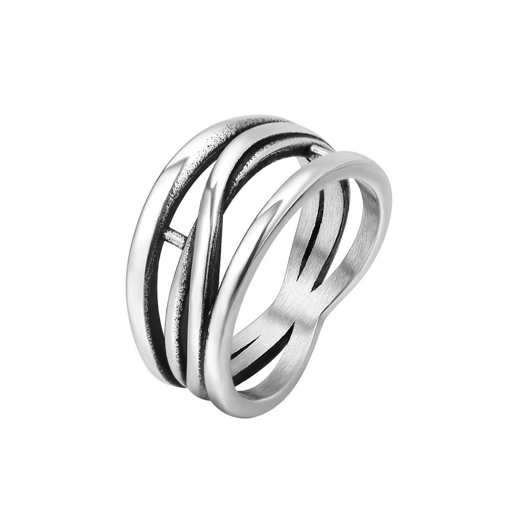 Personality Super Cool Fashion Irregular Line Titanium Steel Ring