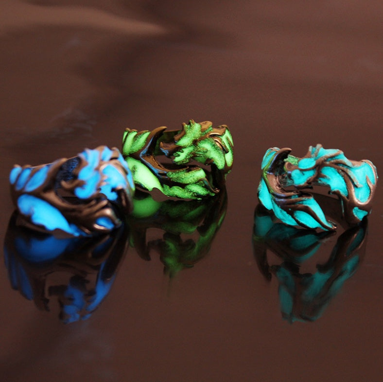 Mens Vintage Dragon Ring Copper Band With Silver And Plating Fashion Jewelry Lightweight Statement Ring Animal