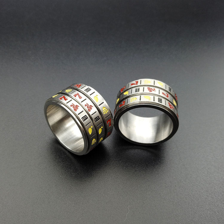 Stainless Steel Ring Colorful Rotating Slot Machine Design Gambling Jewelry Hypoallergenic Nickel Free Gift Ideas