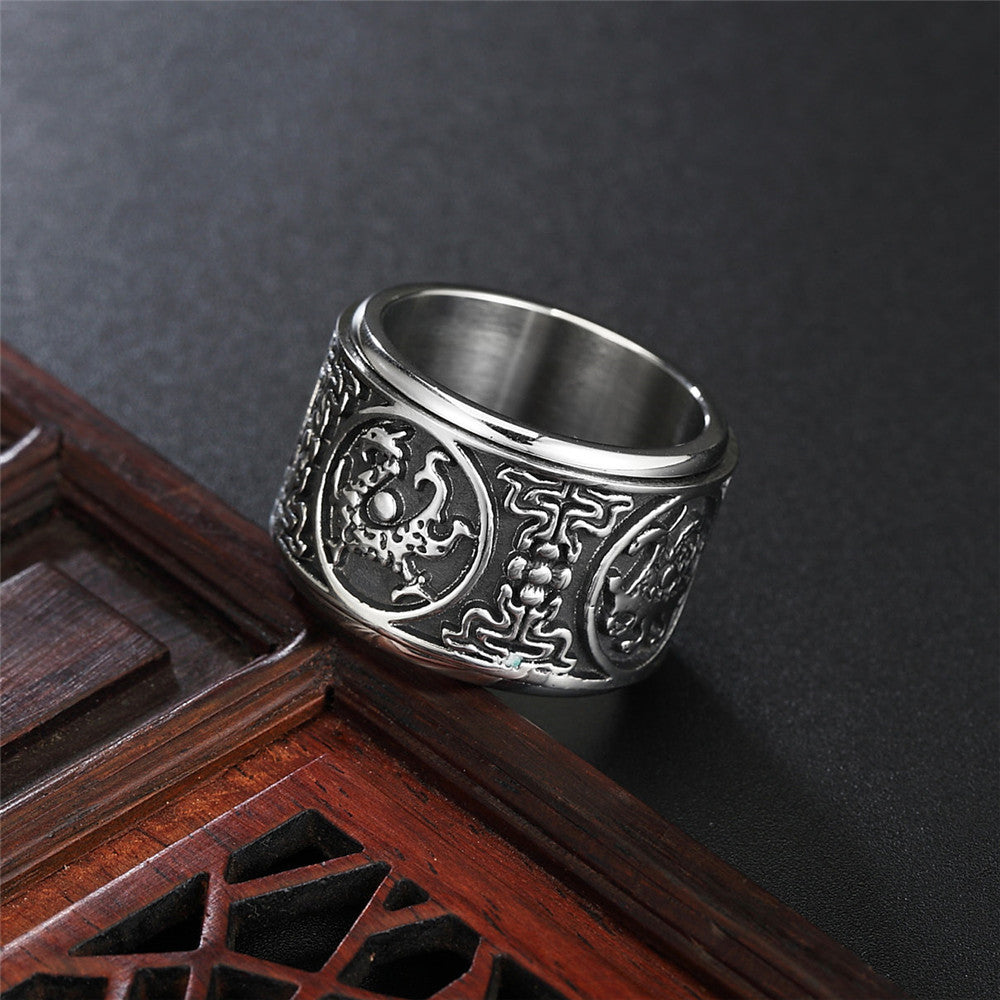 Mens Stainless Steel Ring Retro Band Gift For Him Gold Tone Jewelry For Everyday Wear Sizes 7 8 9 10 11 12 13