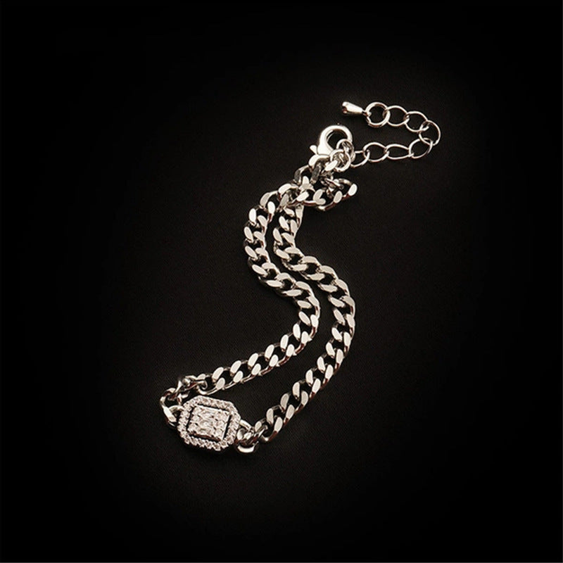 Womens Alloy Chain Bracelet Diamond Simple Retro Plated Jewelry Gift Gold Extension Chain Fashion Accessory Shine