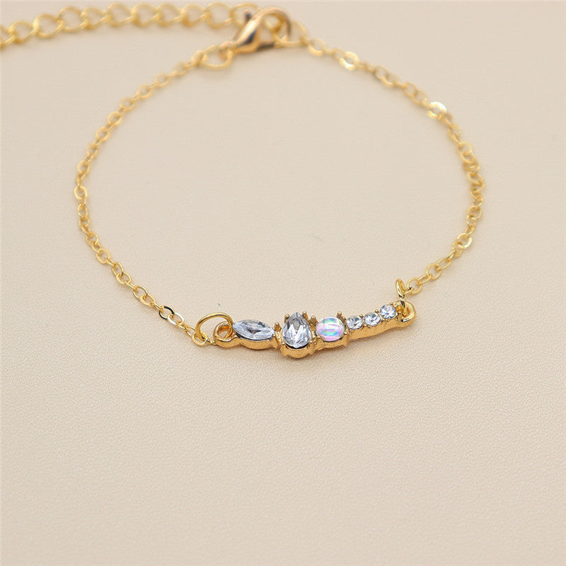 Womens Geometric Rhombus Chain Bracelet Set Electroplated Alloy Fashion Jewelry Diamond Studded European Design