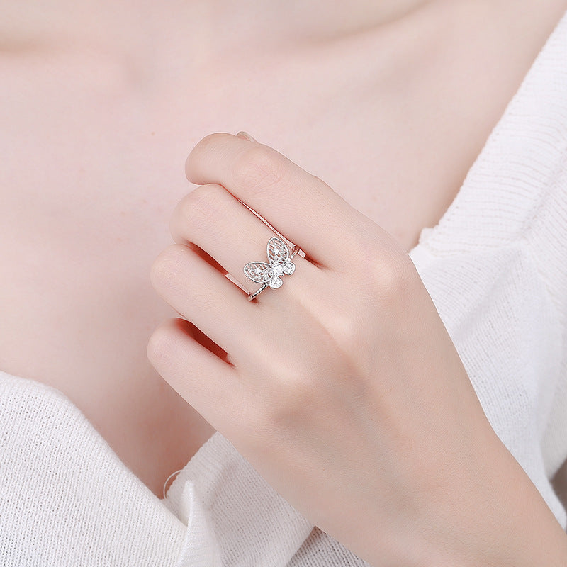 Silver Bowknot Diamond Ring for Women and Girls Elegant Travel Souvenir Jewelry Gift Index Ring Ideal Gift For Travel