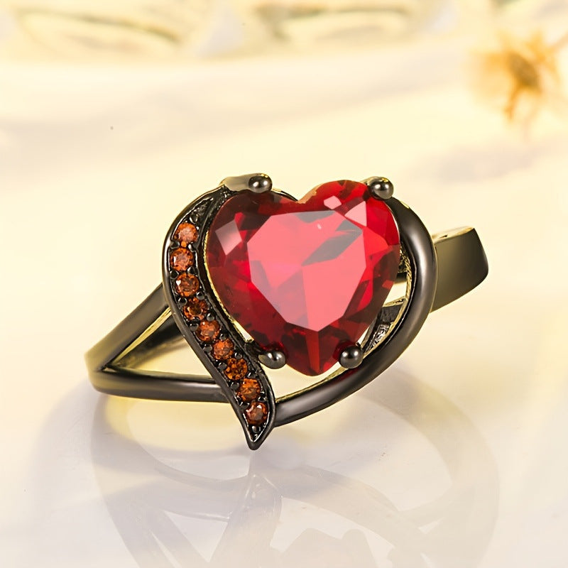 Couple Rings Dragon Pattern Heart Shape Matching Rings For Him And Her Stainless Steel Alloy Electroplated Finish