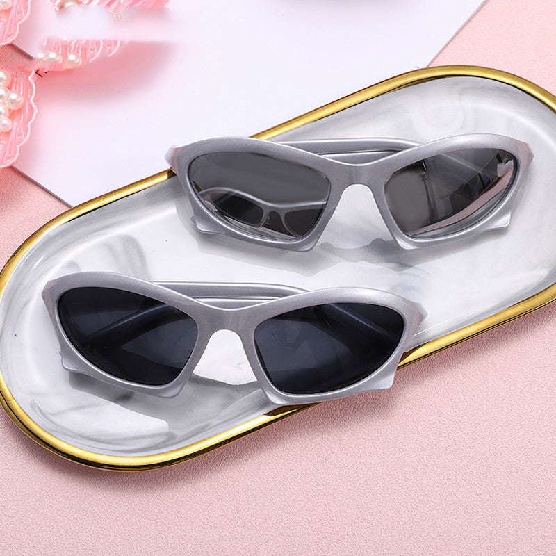 Geometric Sunglasses With UV400 Protection Trendy Full Mirror Sun Protection For Driving Travel Sports Outdoor