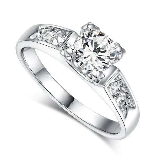 Geometric Zircon Inlaid Copper Ring for Women Jewelry