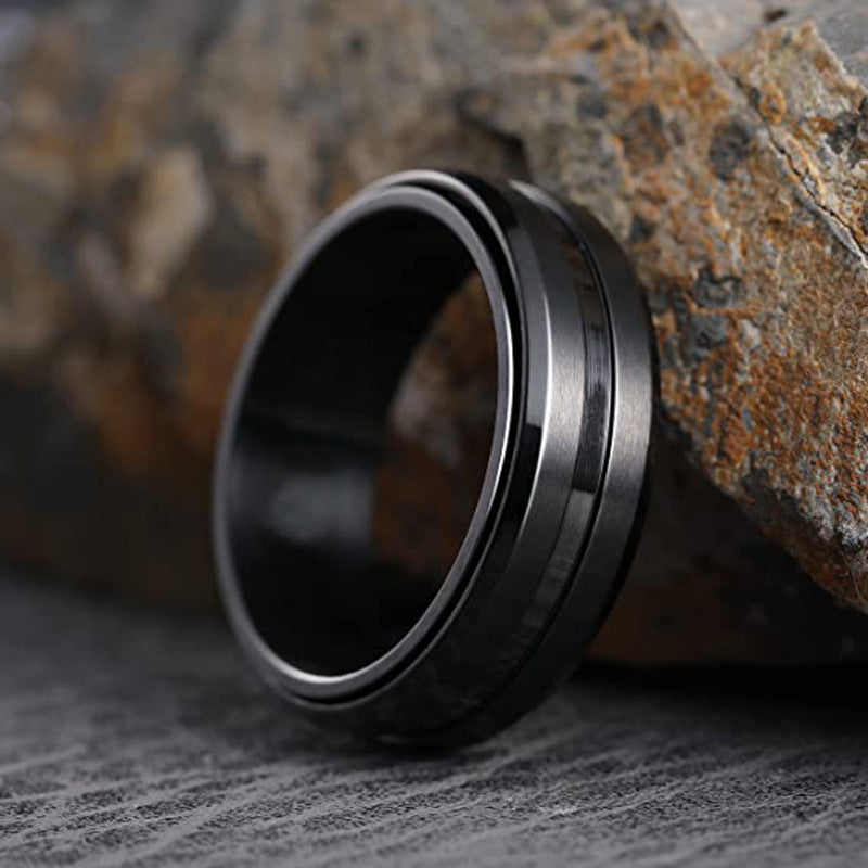 Unisex Titanium Steel Ring Frosted Bilateral Design Rotatable Band With Silver Blue Black Red For Everyday Wear