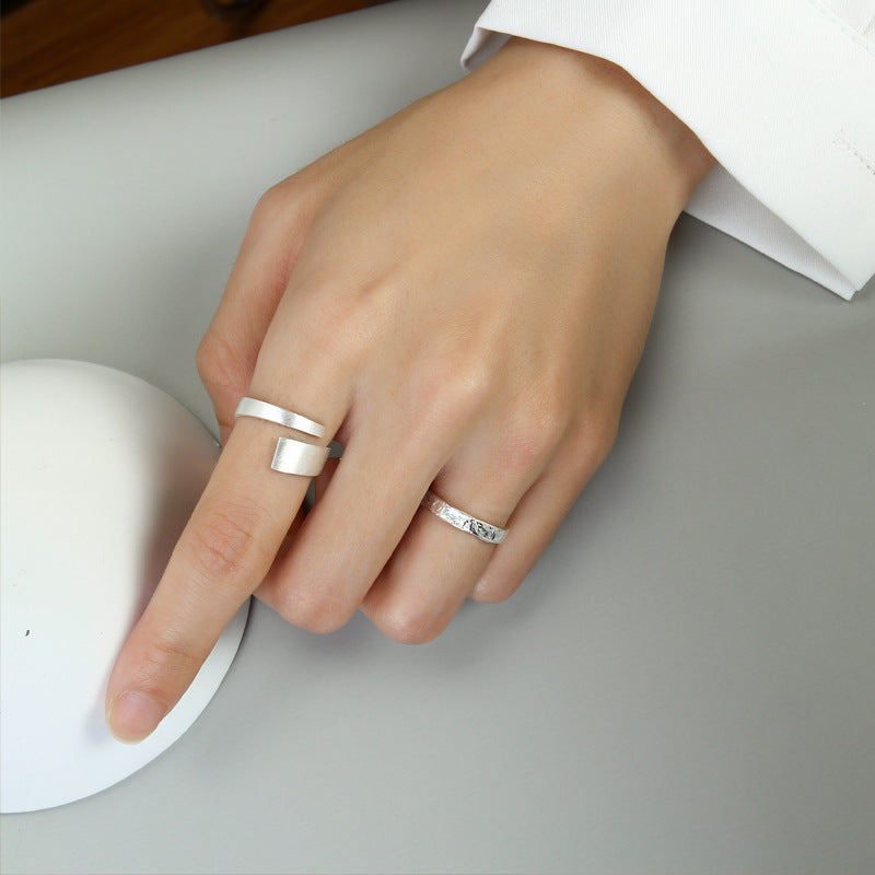 Sterling Silver Ring Brushed Plain Minimal Design Adjustable Band For Women Elegant Everyday Accessory Gifting