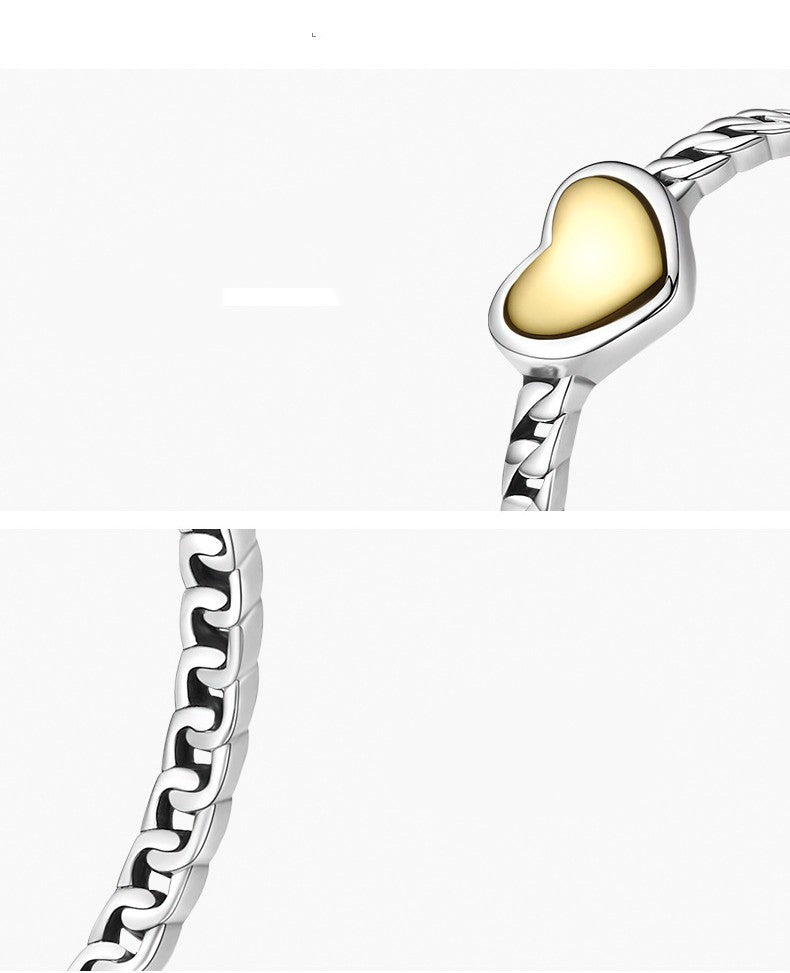 Womens Heart Ring In Sterling Silver With Hollow Line Design Love Heart Ornament For Her Anniversary Gift Collection