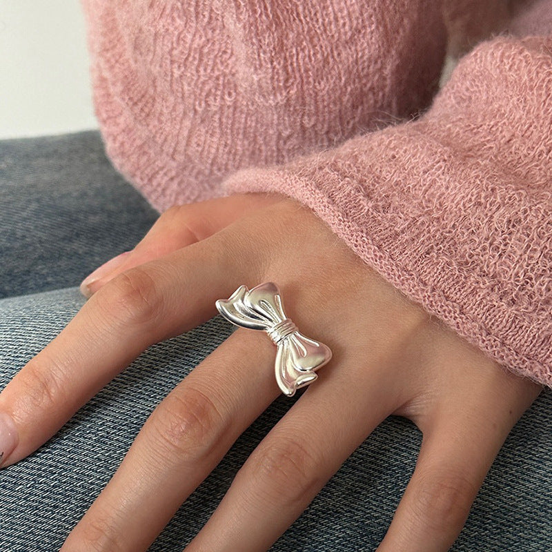 Womens Bow Ring Adjustable Copper Fashion Jewelry Gift