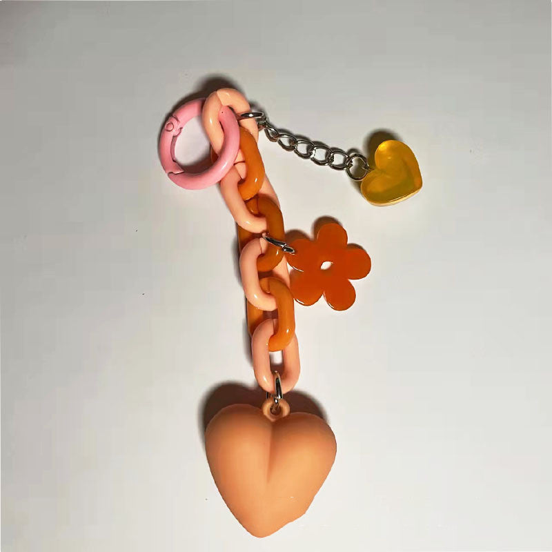 Acrylic Heart Keychain Pendant Peach Accessory Keyring
