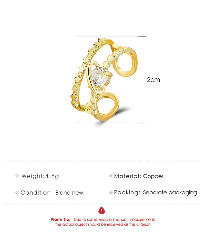 Copper Ring Adjustable Hollow Geometric European Design Index Finger Ring Simple Band Fashion For Everyday Use