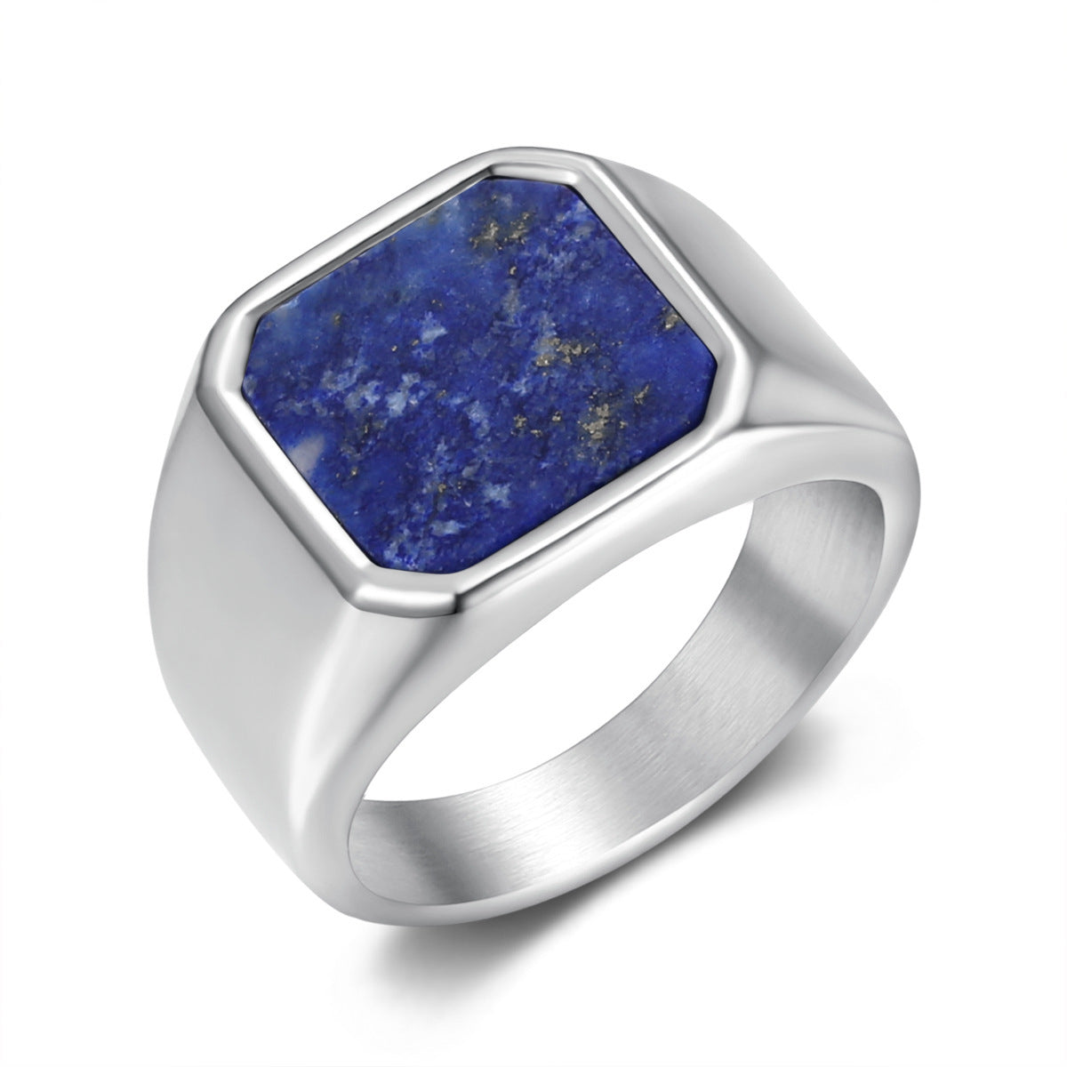 Mens Ring Titanium Steel Natural Gem Geometric Design Electroplated Fashion Accessory For Men Gift For Him Plus