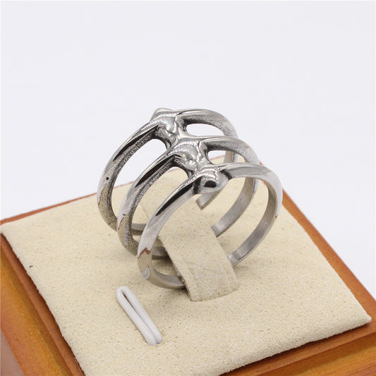 Mens Womens Titanium Steel Ring Three Ring Design Fashion Jewelry Cool Statement Ring Unisex Accessories Band Ring For Him or Her