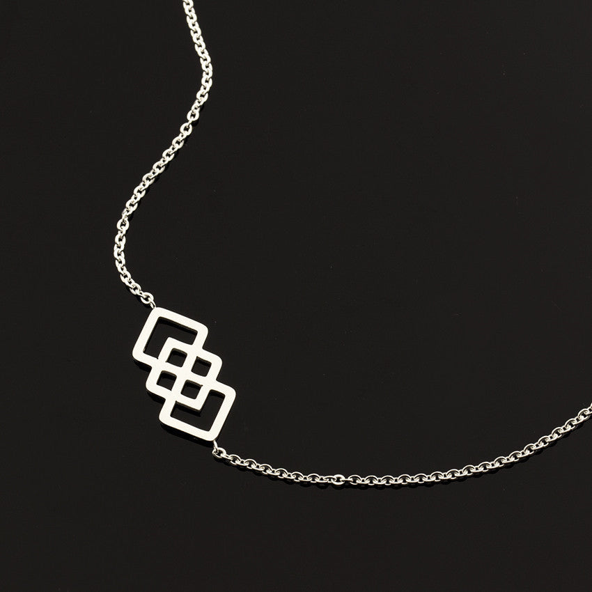 Womens Geometric Square Bracelet Stainless Steel Web Design Korean Fashion Jewelry Anniversary Celebration Stylish