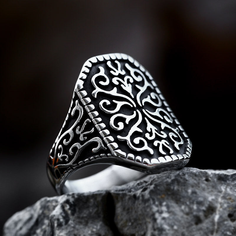 Mens Titanium Steel Carved Pattern Ring Retro Polishing Style Size 7 8 9 10 11 12 13 Jewelry Polished Pattern Ring