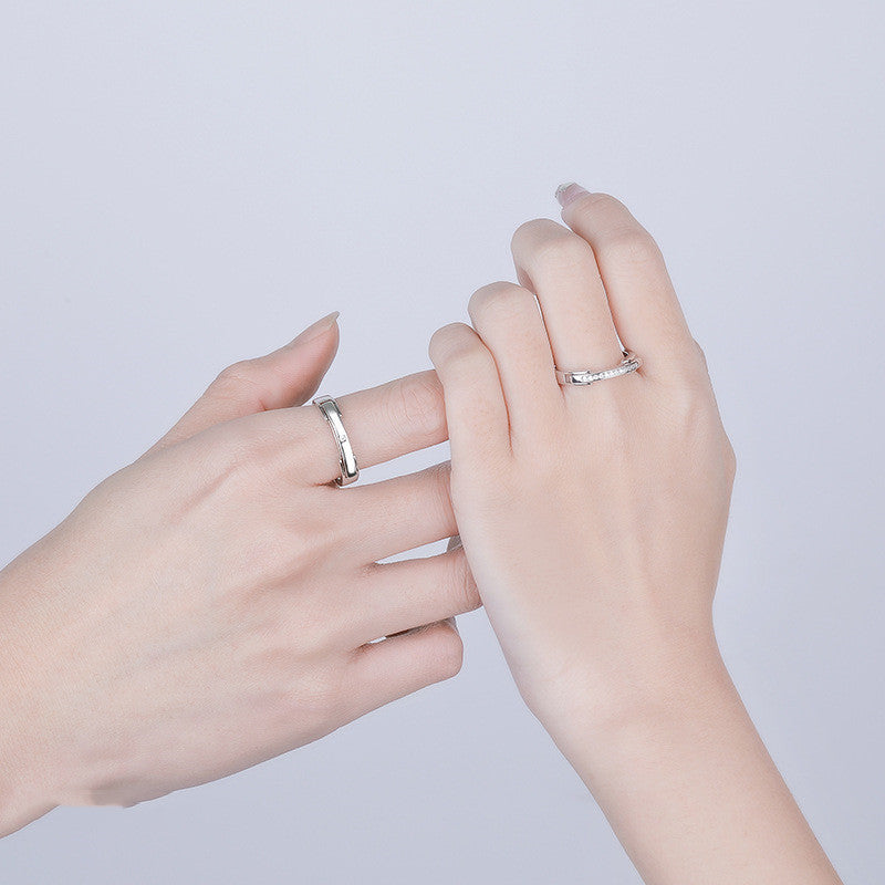 Mens Womens Fashion Flip Top Ring Creative Silver Ring Electroplated Diamond Ring White Gold Rose Gold Simple