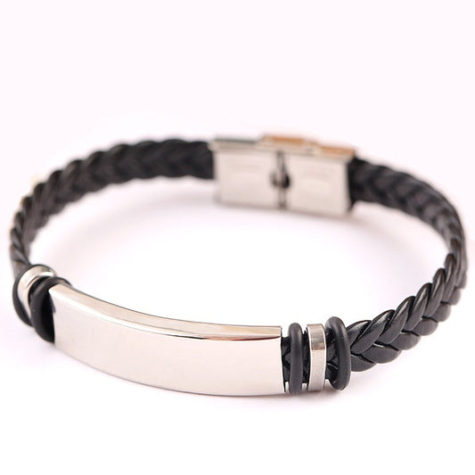 Mens Titanium Steel Braided Bracelet Polished U Shape Design European Look Gift For Him Individually Packaged Today