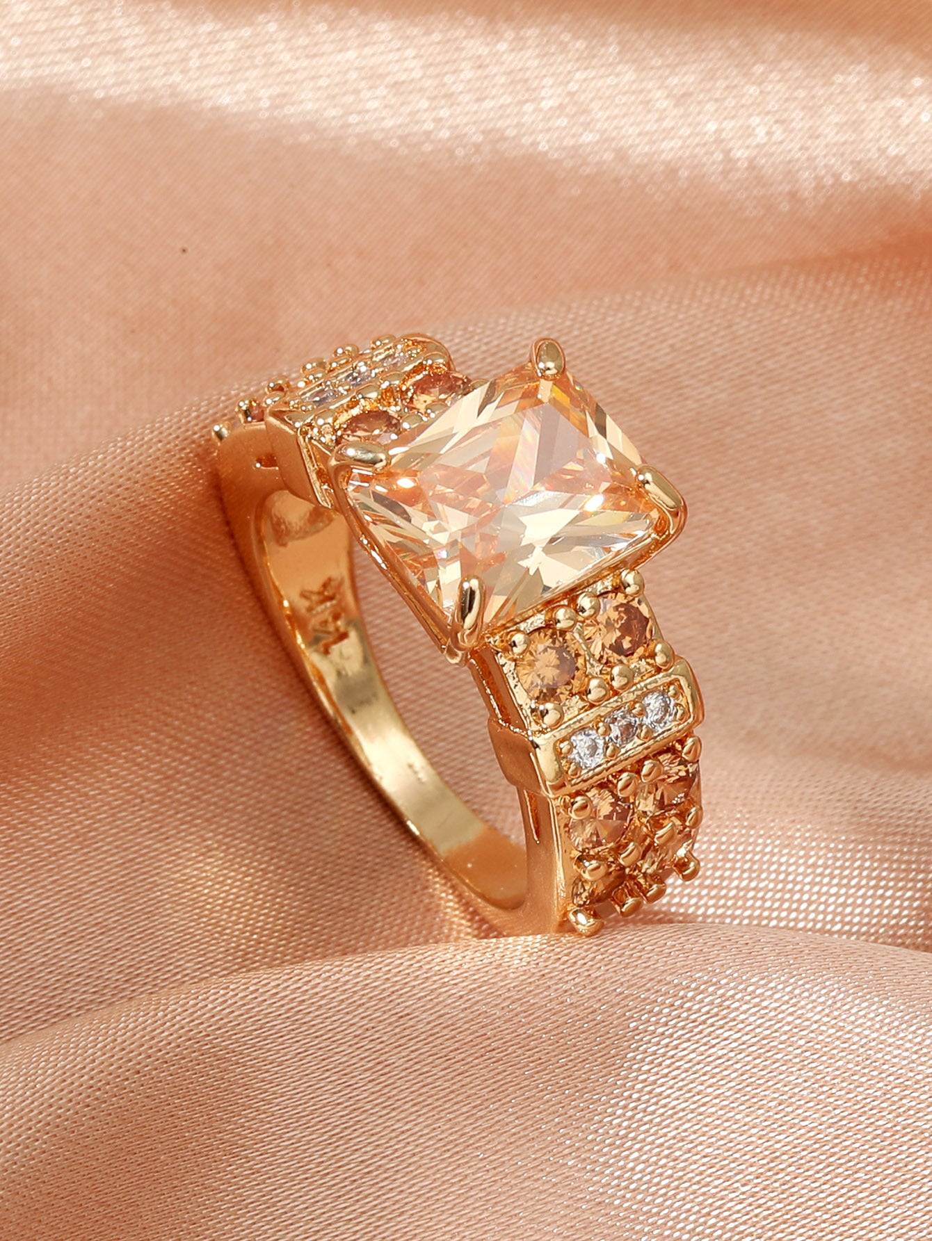 Personalized Solid Color Dual Use Short Ring Copper Zircon Geometry Style for Women Handmade Jewelry Gift Ideas