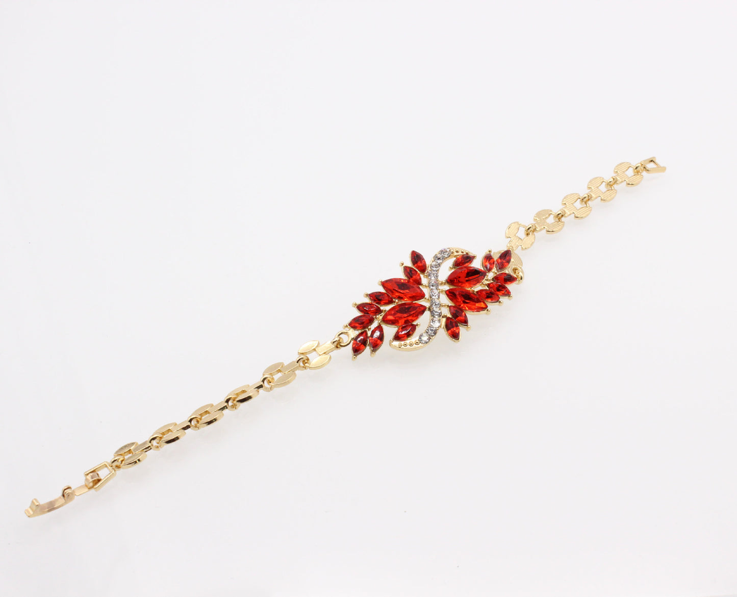 Womens S Shaped Alloy Diamond Studded Bracelet with Resin Flower Artificial Gemstones Individually Packed Color