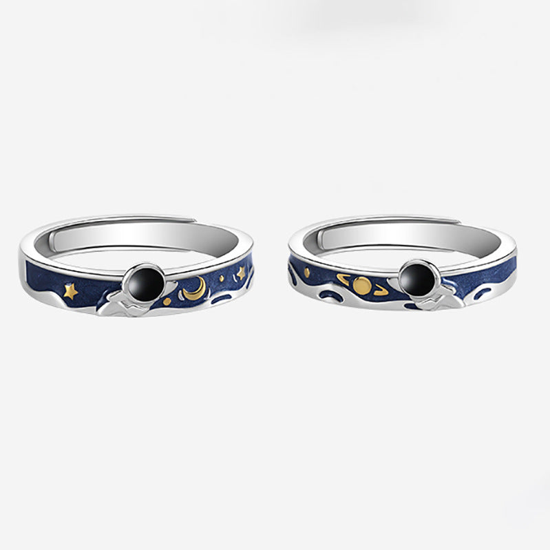 Adjustable Astronaut Couple Rings Copper Matching Set For Him And Her Opening Designer Fashionable Accessories