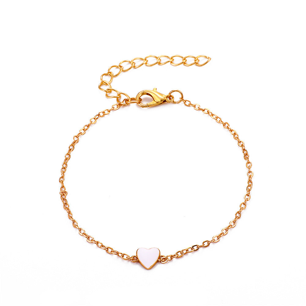 Womens Heart Bracelet Electroplated Copper Peach Heart Charm Trendy Bracelet Gift For Her Valentine Day Present