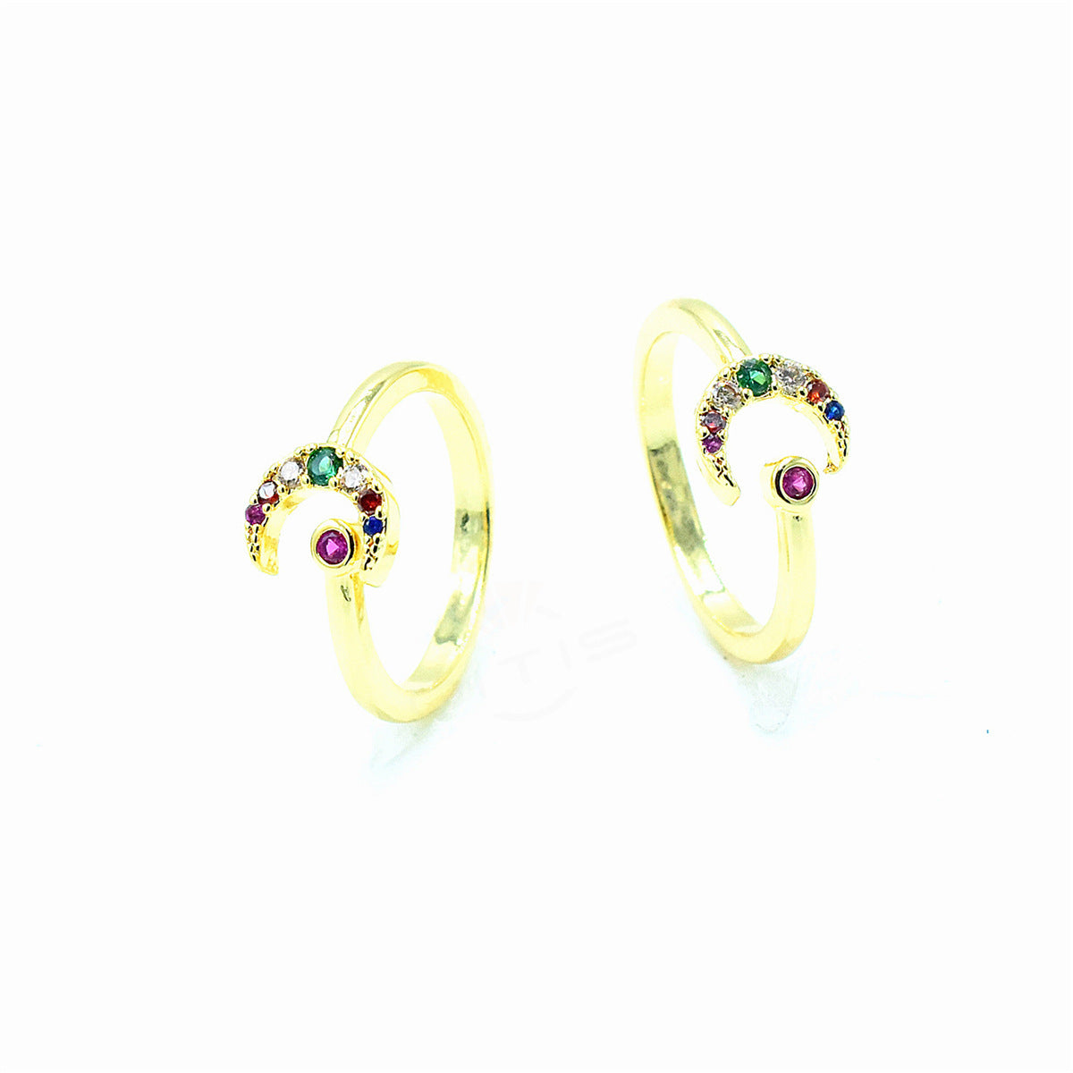 Moon Copper Microset Zircon Ring