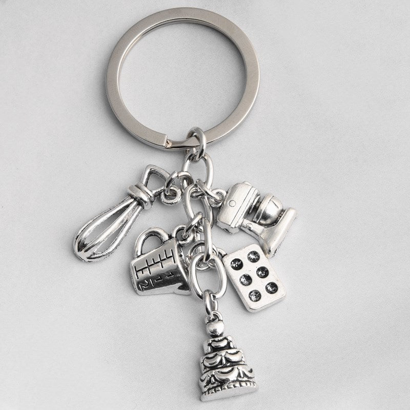 Womens Fashion Keychain Metal Key Ring With Combination Cutlery Design Beautiful Key Chain Accessory For Women