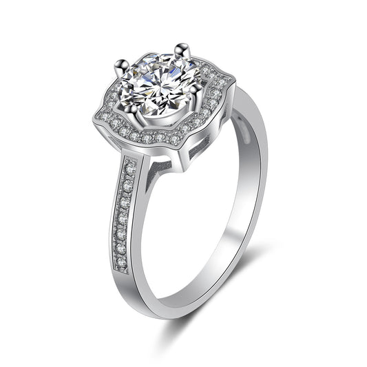 Womens Crown Ring 1.25 Carat Stone Cupronickel White Gold